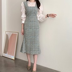 비비에모 모직 스퀘어 멜빵 원피스 01681