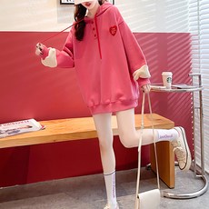 MEICHEL 寬鬆版型可愛小熊圖案耳朵造型連帽T恤 01325