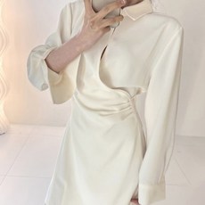 비비에모 카라넥 트임 허리셔링 섹시 미니 원피스 01684