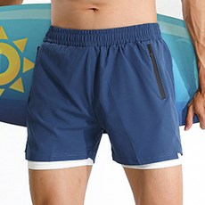 男款2合1雙層健身運動緊身短褲