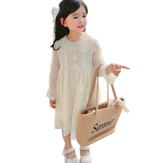 女童淑女蕾絲刺繡長洋裝