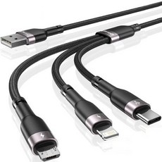 위드웍스 트리플 멀티 3.5A 고속 충전케이블, 그레이, 1.8m, 1개