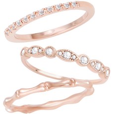 Lawool stone 女款 14Kgp 疊戴優雅戒指 3件組 JR257