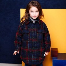 JELISPOON 童款時尚經典格紋衍縫鈕扣外套