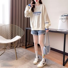 메이첼 여성용 루즈핏 이중 소매 라운드 맨투맨 01300