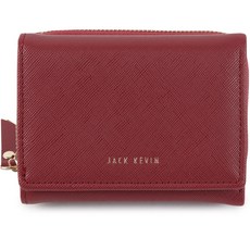 JACK KEVIN 女用Saffiano皮革拉鍊零錢短夾 YFW-2006C