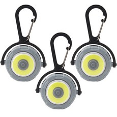 Tree 大功率登山扣旋轉手電筒灰色, 3個