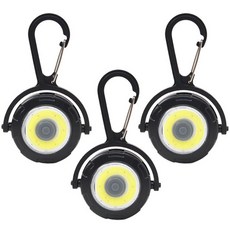 Tree 大功率登山扣旋轉手電筒黑色, 3個