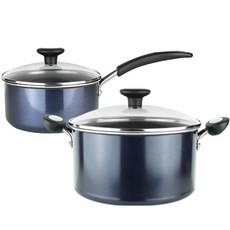 MEYER IH爐適用鑽石塗層鍋具+鍋蓋組, 單柄湯鍋20cm+雙耳湯鍋24cm, 混色