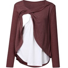 孕婦圓領交叉哺乳T恤