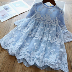 ORANGEDAMOM 女童花卉刺繡線條網紗連身裙