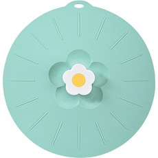 花朵造型手柄矽膠鍋蓋 M號 綠色, 20.3 x 21 厘米, 1個