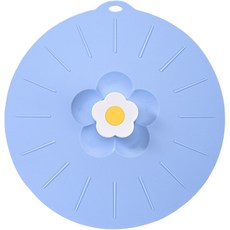 花朵造型手柄矽膠鍋蓋 L號 藍色, 27.5 x 26.5 厘米, 1個