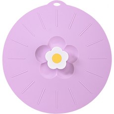 花朵造型手柄矽膠鍋蓋 L號 紫色, 27.5 x 26.5 厘米, 1個