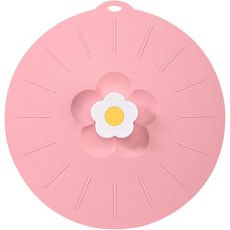 花朵造型手柄矽膠鍋蓋 L號 粉色, 27.5 x 26.5 厘米, 1個