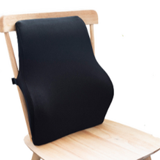 簡約線條感椅用記憶海綿背腰靠墊, 黑色