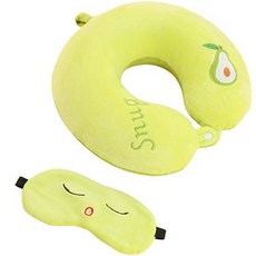 Cell Living Cozy Character 頸枕 + 眼罩套組, 綠色