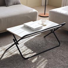 코끼리리빙 코윙 원터치 접이식 캠핑 좌식 테이블, 화이트(상판) + 블랙(프레임)