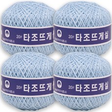타조 순면 20수 구정뜨개실, 107 라이트스카이, 4개 107 라이트스카이, 4개