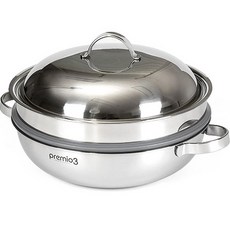 Kitchen-Art Premio 3 IH感應爐適用雙耳3層不鏽鋼蒸鍋, 1個, 24厘米