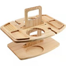 독립형 스탠드 우디 휴대용 야외 와인 테이블, 베이지