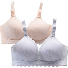 女款抓褶蕾絲哺乳內衣2入組