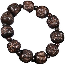 沈香木佛教念珠手鍊 羅漢, 黃銅棕色, 1個