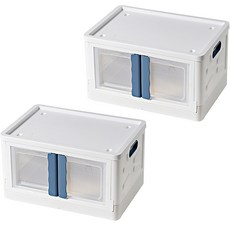 MINEING 透明雙開式折疊收納箱 52L, 2個, 海軍藍