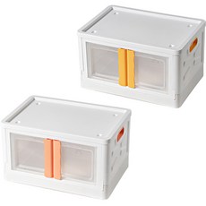 마이닝 투명 양문 오픈형 폴딩 리빙박스 52L x 2종, 오렌지, 옐로우, 1개