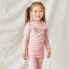 Maykids 女童款格紋兔子30支紗長袖家居套裝