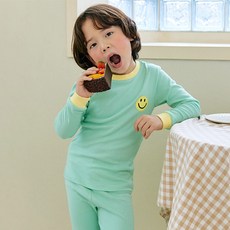 Maykids 童款清新笑臉印花30支彈力棉長袖居家衣褲組