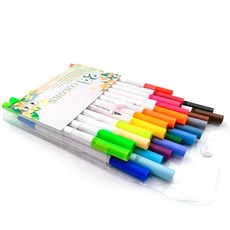 雙頭軟毛筆麥克筆組 白桿, 1套, 24色