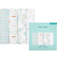 aden+anais 新生兒印花包巾 4款, 1組, 混色