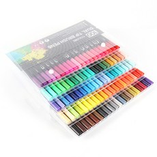 雙頭軟筆麥克筆組 黑色筆桿, 100色, 1套