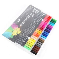 雙頭軟筆麥克筆組 黑色筆桿, 48色, 1套