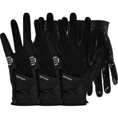 TECH SKIN 女士全矽膠高爾夫手套 雙手穿戴 3件組, 黑色