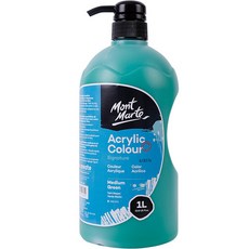 Bellian 專業用大容量按壓瓶壓克力顏料 中綠色, 1色, 1L