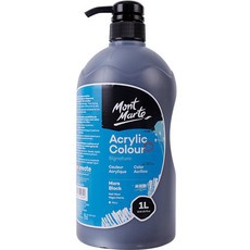 Bellian 專業用大容量泵式壓克力顏料 瑪斯黑, 1色, 1L