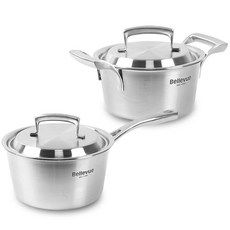Bellevue IH爐適用五層不鏽鋼鍋具 2入, 單一顏色, 一側18cm+正面16cm