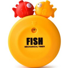 閃亮市集 可愛角色廚房磁鐵計數器機械式計時器, 魚 黃色, 1個