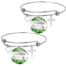 Ando 聖經經文十字架手鍊, 2個, 混色 D