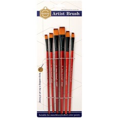 KeepSmiling 西託尼克 水彩壓克力畫筆組 平頭筆 紅色, 1套, 6種