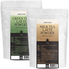 GreenOnMe 綠茶拿鐵沖泡粉 400g+奶茶拿鐵沖泡粉 400g, 1組