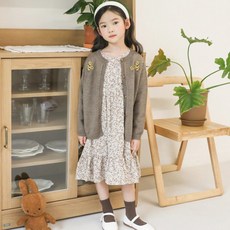 ROROCHAT 女童刺繡針織開襟衫 + 口罩掛繩組