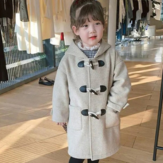 Orendamom 兒童黑色牛角扣連帽外套