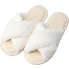 니토리 따뜻한 리본 털 거실화, 아이보리, 1개