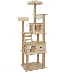 고양이 개츠비 캣타워 6단 더블 숨숨집, 나무색상, 1개
