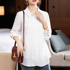 ATTERLIC 休閒翻領鏤空透視寬鬆版型罩衫 01277