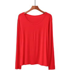 넓은 라운드넥 임부 롱 슬리브