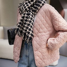 페이퍼먼츠 여성용 가볍고 따듯한 논카라 퀄팅 빅포켓 자켓 02639